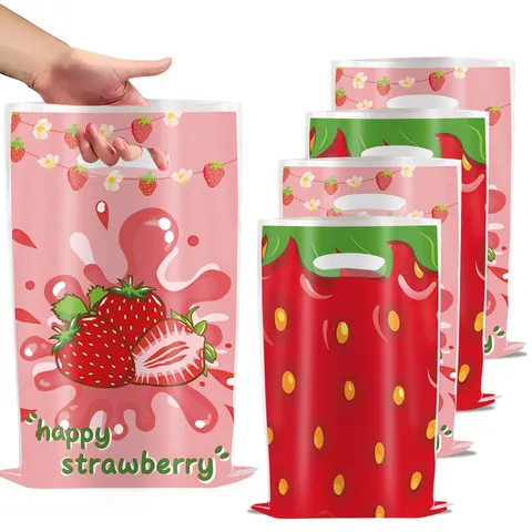 Strawberry Theme Birthday Party Decoration Set Banner Pennant Tablecloth Gift Bags Cute Kids Party Favor Supplies