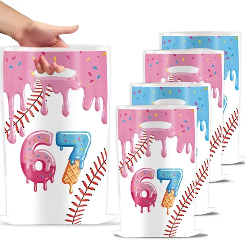 Ice Cream Baseball Theme Party Favor Gift Bags For Kids Birthday Candy Goodie Bags Once Disposable PE Plastic Paper Gift Bags