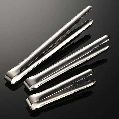 Stainless Steel Food Tongs Kitchen Ice Tongs Bread Meat Salad Grabbing Tongs Anti Slip Barbecue Cooking Serving Tongs