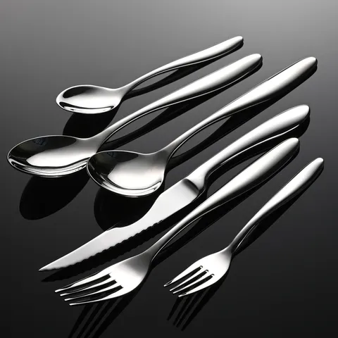 Stainless Steel Dinnerware Set Mirror Polished Steak Knife Dinner Fork Soup Spoon Tableware For Hotel Kitchen