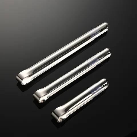 Stainless Steel Food Tongs Kitchen Ice Tongs Bread Meat Salad Grabbing Tongs Anti Slip Barbecue Cooking Serving Tongs