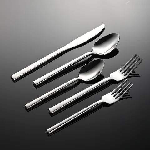 Modern Stainless Steel Thick Square Handle Western Tableware Dinner Knife Fork Spoon Cutlery For Hotel Dining