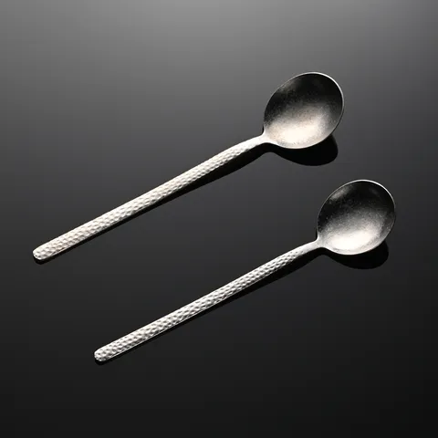 Cuillère Coréenne Martelée en Titane Pur Processus de Flocon de Neige Cristal de Titane Cuillère Ronde Ménage Vaisselle Haut de Gamme