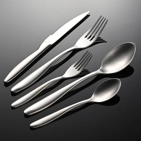 German Style Stainless Steel Western Tableware Matte Finish Dinner Knife Fork Spoon Cutlery Set