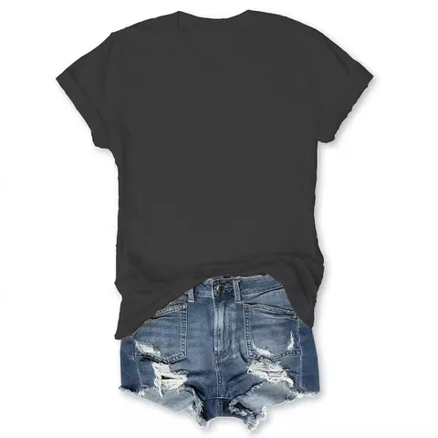 Dames Casual Katoenmix Korte Mouw T-Shirt Effen Kleur Basis Ronde Hals Regular Fit Top