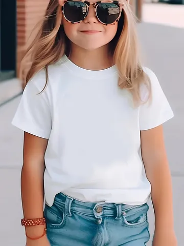 Kinderen Puur Katoen Korte Mouw T-Shirt Unisex Effen Kleur Ronde Hals Zomer Casual Basis Top Kinderkleding
