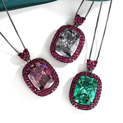 Collana con Pendente in Pietra Preziosa Colorata in Rame Placcato Oro Con Catena Chopin Pietra Taglio Nido d'Uccello Gioielli Donna