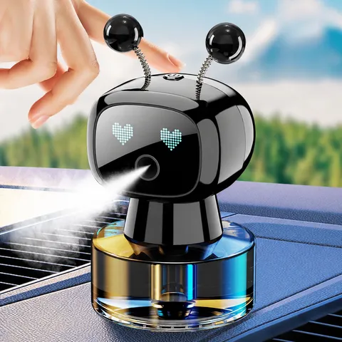Difusor ultrasónico de carga USB de ambientador de robot de aromaterapia de coche inteligente adorno de perfume de interior de vehículo