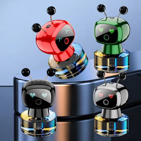 Ambientador de Coche Robot Inteligente Difusor de Aromaterapia USB Recargable Pantalla LED Perfume de Coche Adorno Interior
