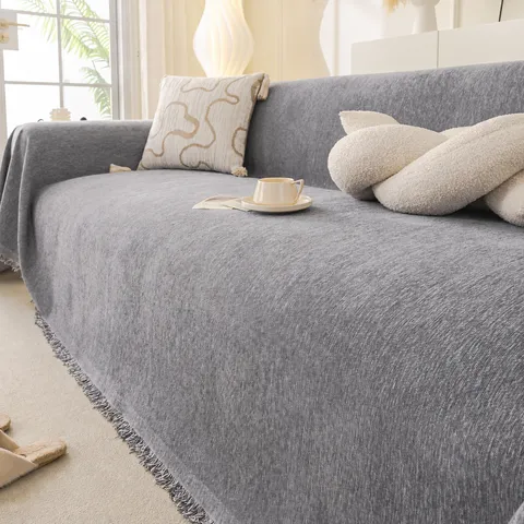 Modern Minimalist Chenille Sofa Towel All Inclusive Full Cover Sofa Cover Blanket Tassels Home Decor Living Room