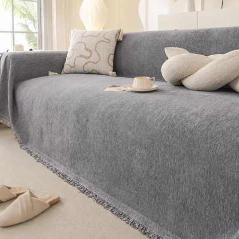 Modern Minimalist Chenille Sofa Towel All Inclusive Full Cover Sofa Cover Blanket Tassels Home Decor Living Room