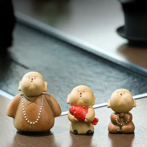 Figura De Monje Pequeño De Cerámica Zen China Mascota De Té Escritorio Hogar Oficina Adorno Decorativo Personaje De Dibujos Animados