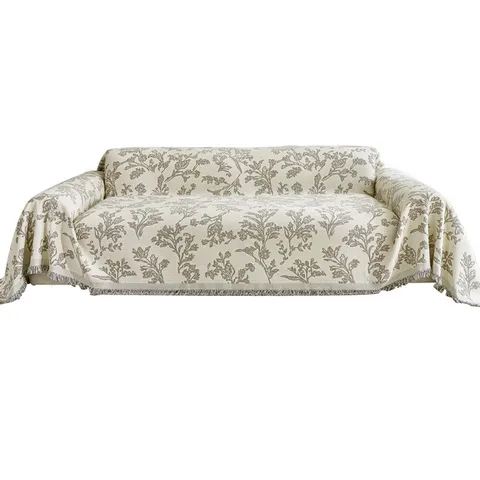 Pastoral Style Sofa Cover Towel All-Inclusive Anti-Slip Sofa Pad Botanical Floral Print Tassels Home Decor Living Room Furniture Protector