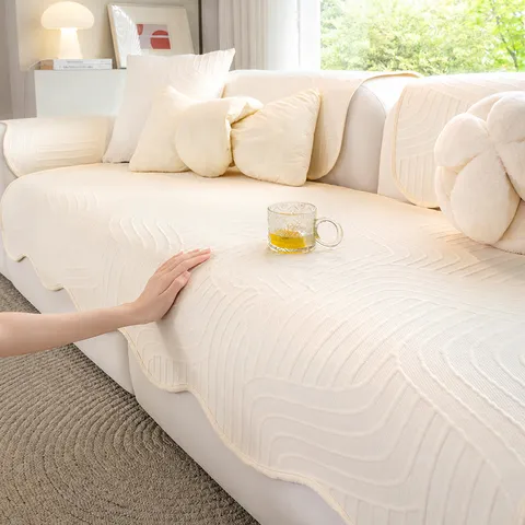Ice Silk Sofa Cushion Cover Fox Tail Texture Summer Cooling Slipcover Modern Minimalist Non-Slip Furniture Protector For Living Room Home Decor