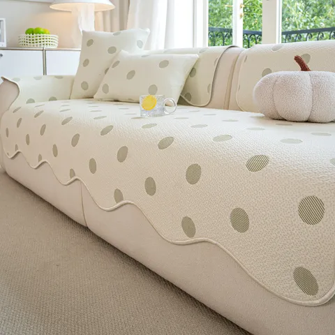 Cojín de Sofá de Seda de Hielo de Verano Alfombrilla de Asiento Fresca Funda Antideslizante Para Sala de Estar Decoración Topos