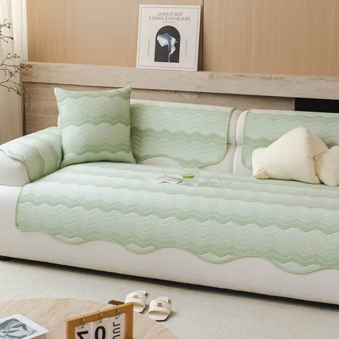 Моdern Minimalist Ice Silk Sofa Cushion Wave Pattern Anti-Slip Summer Cool Sofa Cover Mat Living Room Home Decor
