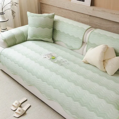 Моdern Minimalist Ice Silk Sofa Cushion Wave Pattern Anti-Slip Summer Cool Sofa Cover Mat Living Room Home Decor