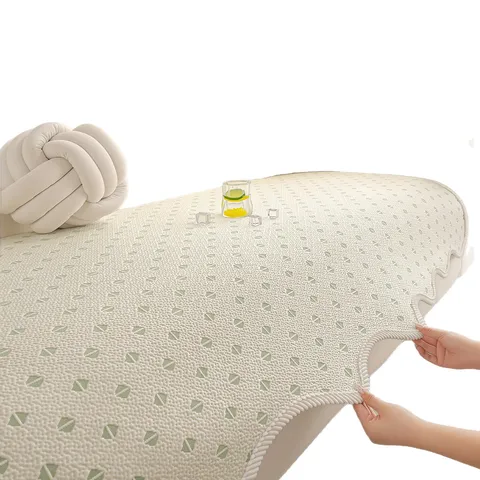 Summer Ice Silk Sofa Mat Cooling Couch Cover Pad Geometric Pattern Anti-Slip Protector Home Living Room Furniture Decor