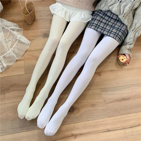 Women's Lolita Velvet Tights Solid Color High Elasticity Soft Cute Sweet Daily Base Pantyhose Stockings Clothing