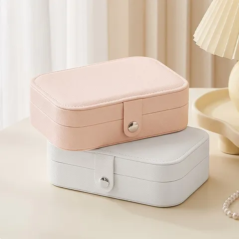 Portable PU Leather Jewelry Box Travel Storage Organizer Case For Necklace Earring Ring Multi-functional Waterproof Women Jewelry Storage Box