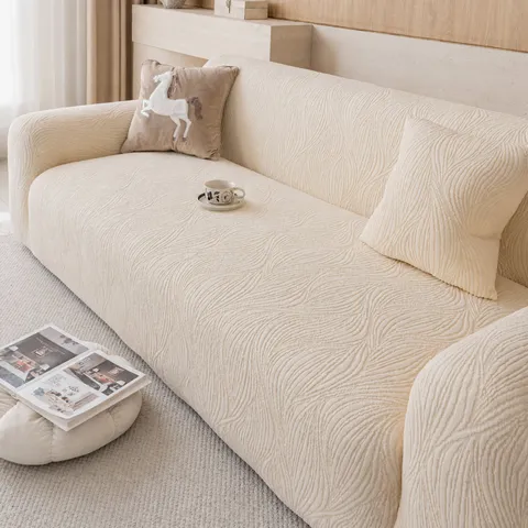 Moderne Jacquard Fluweel Bankhoes All-Inclusive Elastische Universele Bankhoes Meubelbeschermer