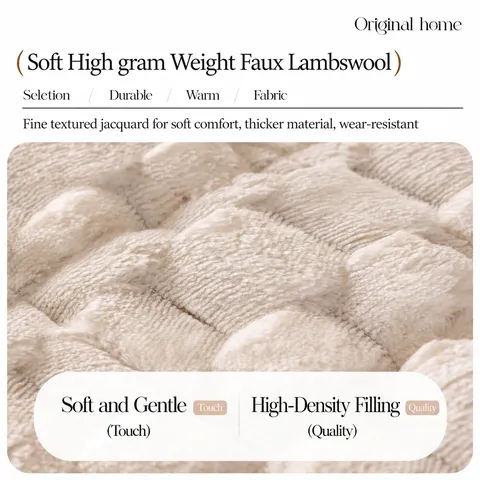 Thickened Warm Flannel Sofa Cushion Cream Style Non Slip Couch Cover Living Room Furniture Protector Decorative Mat