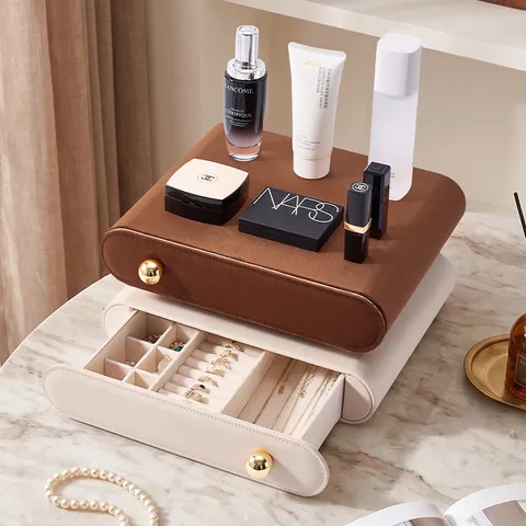 European Style Drawer Jewelry Box Large Capacity Leather Velvet Jewelry Storage Box Stackable Jewelry Organizer For Rings Earrings Necklaces