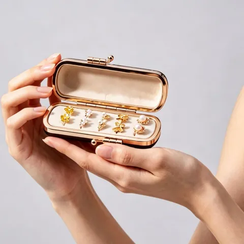 Portable Leather Mini Jewelry Box Travel Earrings Ring Organizer Storage Case Velvet Lining Clasp Case Small Jewelry Box For Women