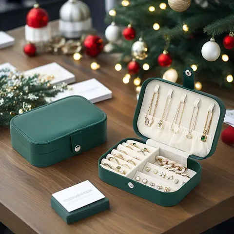 Portable PU Leather Jewelry Box Travel Mini Jewelry Storage Case For Necklaces Earrings Rings Christmas Gift Organizer