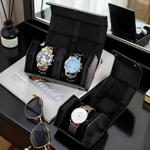 Hexagonal PU Leather Watch Box Portable Travel Watch Organizer Case With Soft Velvet Lining Single Double Watch Case