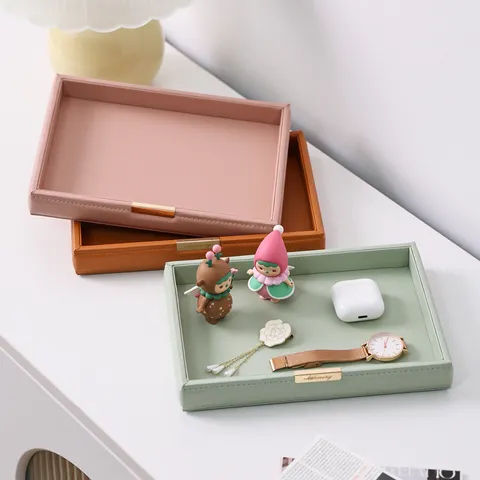 Modern PU Leather Cork Coaster Set With Metal Stand Minimalist Solid Color Desktop Storage Tray For Dining Table Home Office Decor