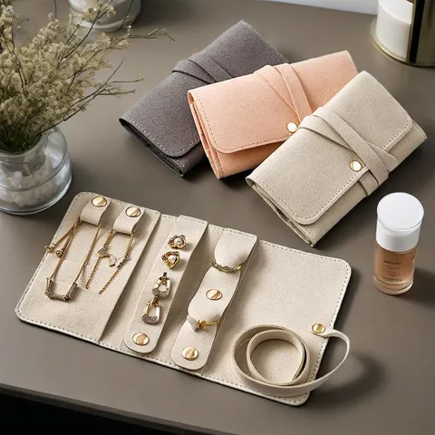 Portable Microfiber Leather Jewelry Storage Bag Travel Velvet Jewelry Pouch Organizer For Necklaces Earrings Rings