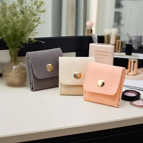 Portable Microfiber Jewelry Organizer Bag Mini Travel Jewelry Box For Earrings Rings Necklace Storage Case Jewelry Pouch For Women