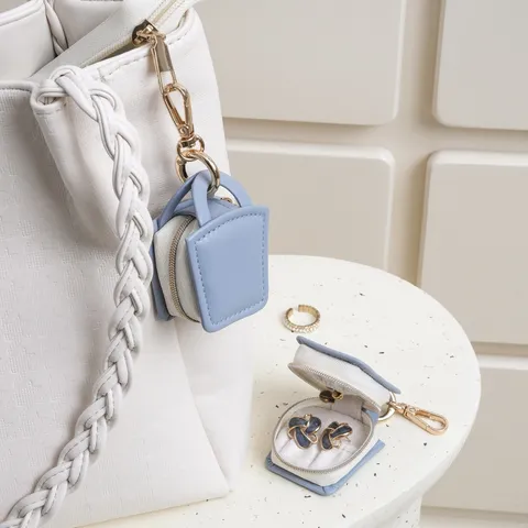 Mini Leather Jewelry Box Keychain Portable Ring Earrings Storage Organizer Micro Handbag Bag Pendant For Travel Women Casegrace