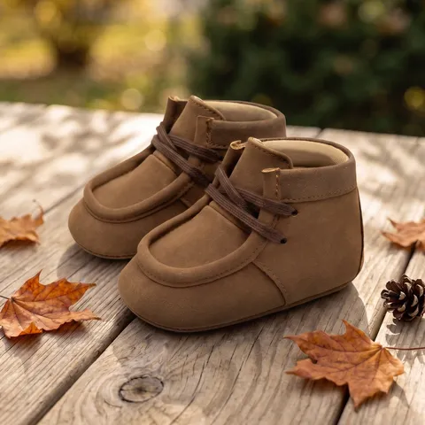 Retro Baby Schneestiefel Weiche Sohle Rutschfeste Lauflernschuhe Für Kleinkinder Winter Warme PU-Lederstiefel