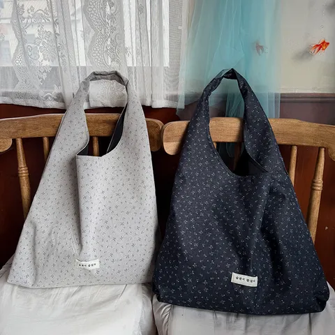 Women Casual Polyester Floral Print Shoulder Bag Korean Style Fashionable Versatile Tote Shopping Bag Vest Handbag