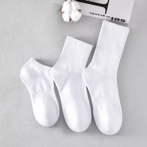 Calze Girocollo In Cotone Unisex Corto Medio Lungo Tubo Colore Solido Assorbente Traspirante Sportivo Casual Per Uomini Donne