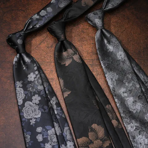 Retro Bloemenpatroon Polyesterzijde Stropdas Vlinderdas Pocketsquare Business Casual Pak Heren Huwelijk Cadeau Accessoire