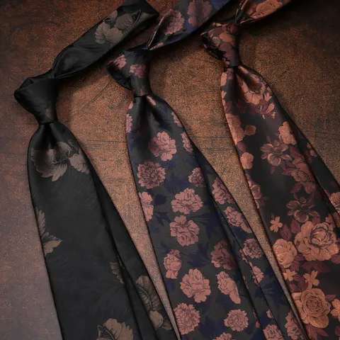 Retro Bloemenpatroon Polyesterzijde Stropdas Vlinderdas Pocketsquare Business Casual Pak Heren Huwelijk Cadeau Accessoire