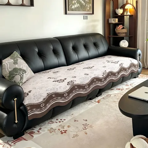 Cuscino per Divano in Ciniglia Retro Tutte le Stagioni Universale Bordo Onde Antiscivolo Copridivano Protettore Per Soggiorno Decorazioni per la Casa