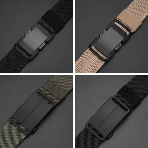 Men Tactical Belt Quick Release Alloy Buckle Elastic Nylon Canvas Webbing Work Outdoor Casual Waist Belt
