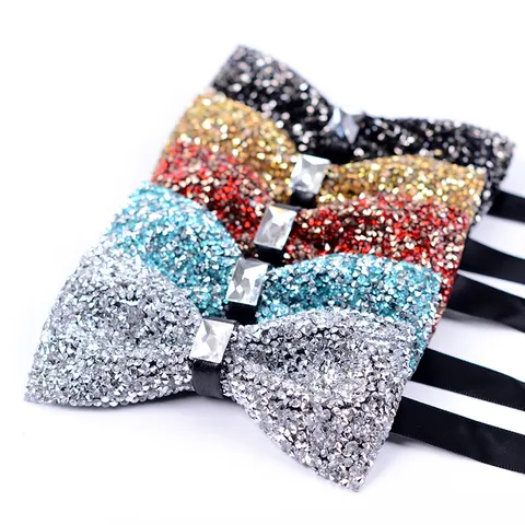 Farfallino Uomo in Strass Lucido Matrimonio Sposo Festa Stile Britannico Moda