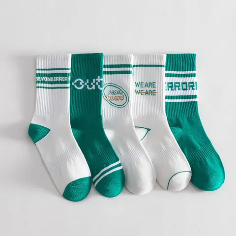 Calze Sportive Crew Unisex Cotone A Righe Stampa Lettera Casual Atletico Calze Lunghe