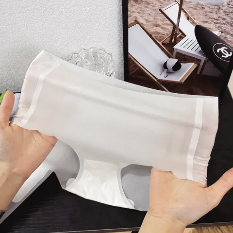Mutandine Senza Cuciture in Seta Ghiacciata da Donna Vita Media Traspirante Morbido Intimo Tinta Unita Comode Elasticizzate Slip Quotidiani
