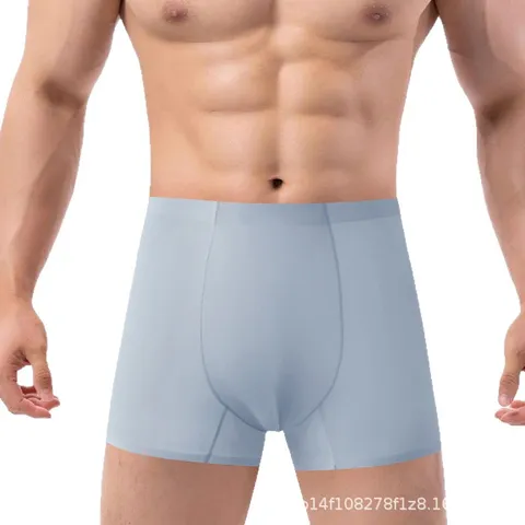Boxer da Uomo in Seta di Ghiaccio Sottilissimi Senza Cuciture Tinta Unita Traspiranti Confortevoli Vita Media Intimo