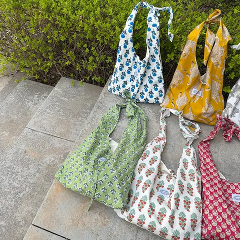 Korean Style Minimalist Polyester Tote Bag Large Capacity Floral Animal Print Shoulder Crossbody Knot Bag For Women Daily Casual
