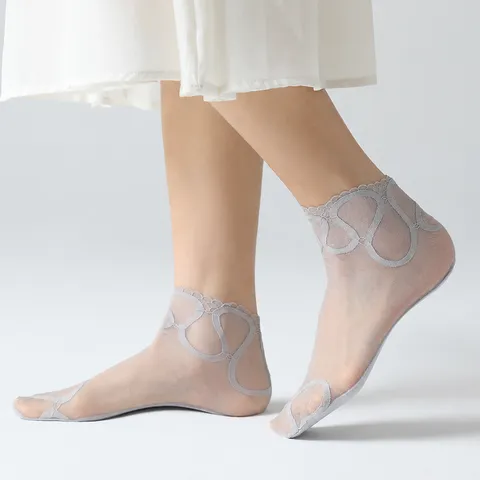 Calzini Corti in Pizzo Traspirante Estivo da Donna Calze Fantasmino Invisibili in Cotone a Rete Casual