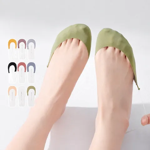 Fantasmini Estivi Donna Sottili Antiscivolo Collo Basso Scarpe Alte Cotone Tinta Unita Calzini Invisibili