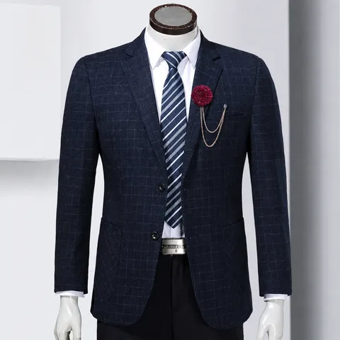Men Fabric Rose Flower Brooch Dual Layer Metal Chain Rhinestone Lapel Pin Suit Wedding Party Fashion Jewelry