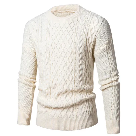 Ancndriko Casual Monoxromo Pullover me Strogyli Laimokopsi kai Makri Maniki apo Polyester Plekta